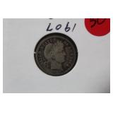 1907 Barber Silver Dime