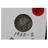 1935-S Mercury Silver Dime