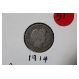 1914 Barber Silver Dime