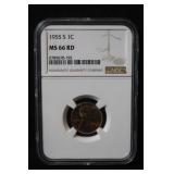 1955-S MS66 Red Lincoln Wheat Cent