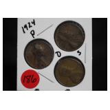 1924 Wheat Cents P,D,S