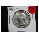 1963 Uncirculated Washington Silver Quarter
