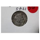 1945 Mercury Silver Dime