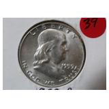 1959-D Franklin Silver Half Dollar