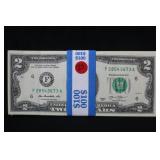 Lot of 28 Consecutive UNC $2 Bank Notes