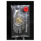 1943 Steel War Time Cent Gold Plated w/COA