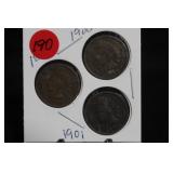 1899, 1900,1901 Indian Head Cents