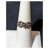 Sterling Floral Ring  Size 7    A