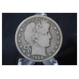 1908-D Barber Silver Half Dollar