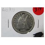 1891 Seated Liberty Silver Quarter