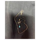 .925 Silver Opal and Marcasite Necklace - 16"    L