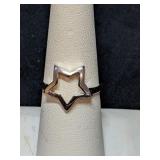 .925 Silver Open Star Ring Sz 7   H