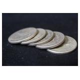 Lot of 5 Pre-64 Silver Quarters Mixed Dates