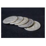 Lot of 5 Pre-64 Silver Quarters Mixed Dates