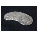 Lot of 5 Pre-64 Silver Quarters Mixed Dates