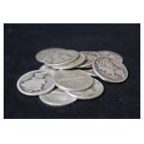 Lot of 14 Mixed Date Silver Mercury Dimes