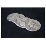 Lot of 5 Pre-64 Silver Quarters Mixed Dates