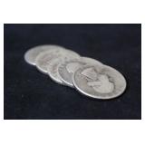 Lot of 5 Pre-64 Silver Quarters Mixed Dates