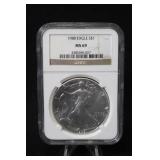 1988 Certified 1oz .999 Silver Eagle