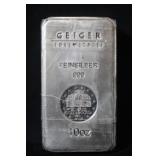 10oz .999 Pure Silver Geiger Bar