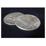 Lot of 2 1964 90% Silver Kennedy Half Dollars