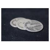Lot of 3 No Date Standing Liberty Silver Quarters