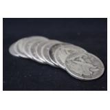 Lot of 10 Walking Liberty Silver Half Dollars
