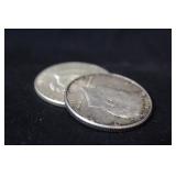 Lot of 2 1964 90% Silver Kennedy Half Dollars