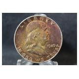 1949-D Super Toned Franklin Silver Half Dollar