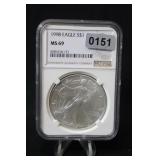 1998 Certified 1oz .999 Silver Eagle