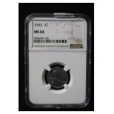 1943 MS66 Lincoln Steel Wheat Cent