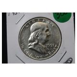 1957 Uncirculated Franklin Silver Half Dollar