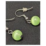 Soft Green Bead Drop Earrings