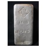 Vintage Johnson Matthey Kilo .999 Silver Bar w/COA