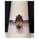 .925 Silver Smoky Quartz Ring Size 7    2.95g