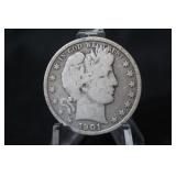 1901 Barber Silver Half Dollar