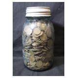 9+ pounds of Unsearched Wheat Cents in Bell Jar