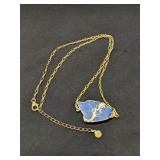 Blue Sea  Jasper Pendant trimmed in gold tone.