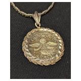 .999 Guardian Angel Medallion in Bezel w/Chain