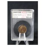 1909 V.D.B. MS64 Red Certified Wheat Cent