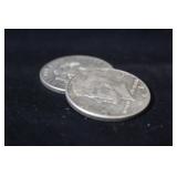 Lot of 2 1964 90% Silver Kennedy Half Dollars