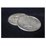 Lot of 2 1964 90% Silver Kennedy Half Dollars