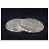 Lot of 2 1964 90% Silver Kennedy Half Dollars