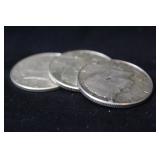 Lot of 3 1964 90% Silver Kennedy Half Dollars