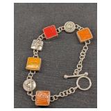 Sandy Baker .925 Silver Toggle Bracelet  13.4g