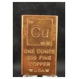 1oz .999 Pure Copper Bar
