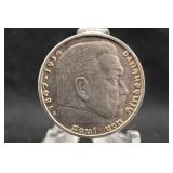 1938 Nazi Germany 5 Reich Mark Silver Coin