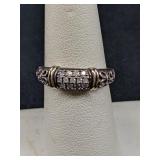 .925 Silver and 14K Gold, Diamond Ring Sz 7  3.4 g