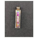 Sterling Silver Dichroic Glass Pendant  13.5 grams