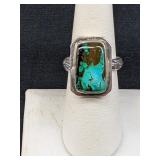 Native American Silver Turquoise Ring Sz 8   8g